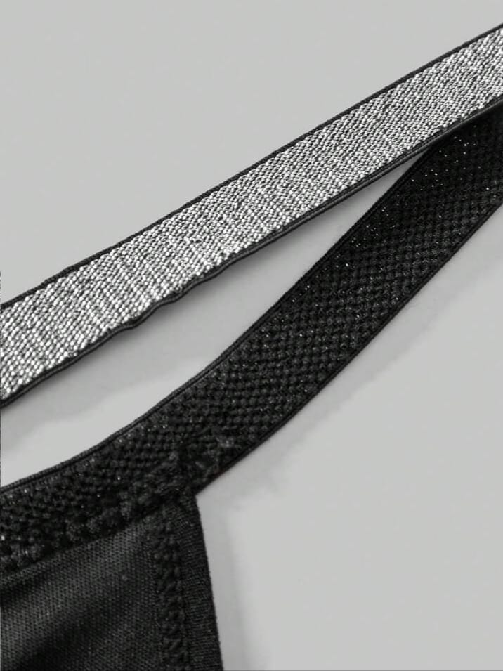 Men's Rhinestone Heart Chain Linked Sexy Thong Underwear